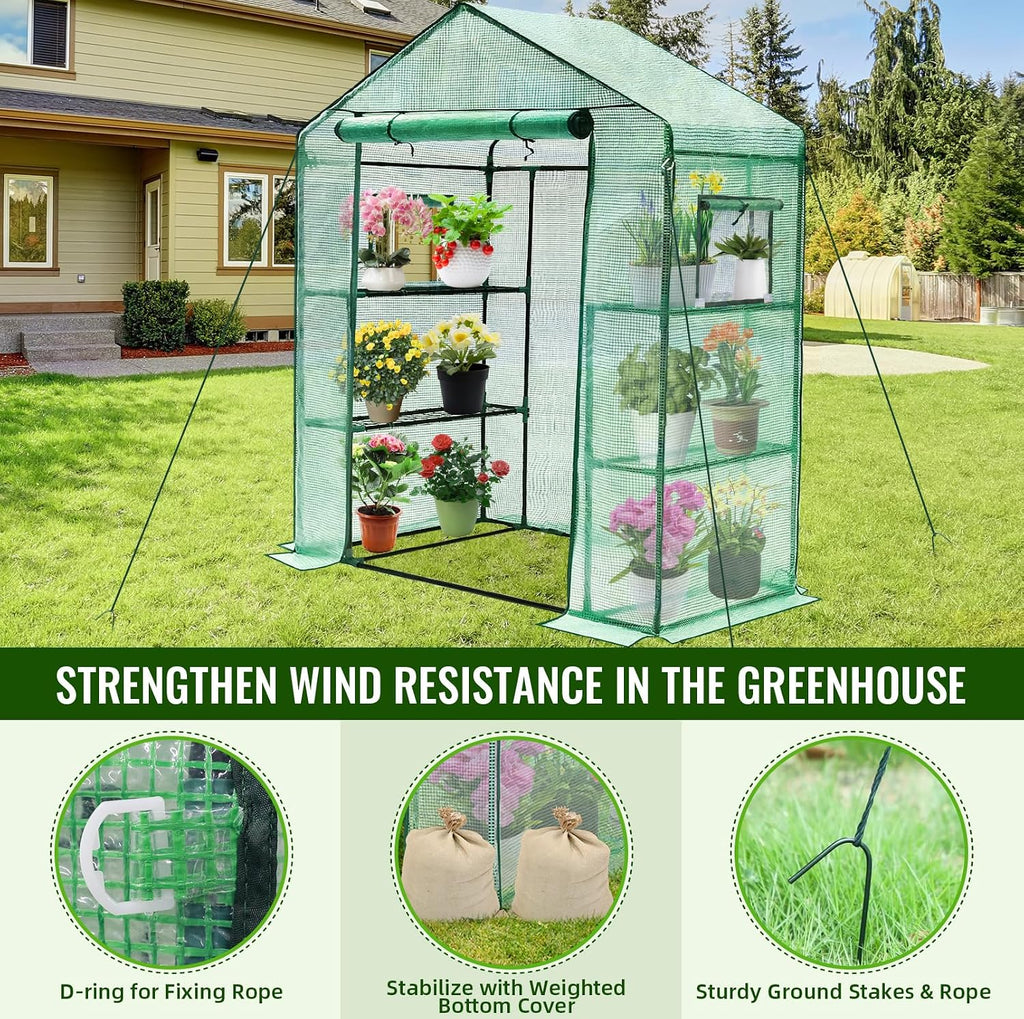 Greengro Greenhouse, 28 x 57 x 76'' Walk in Greenhouses for Outdoors Indoor