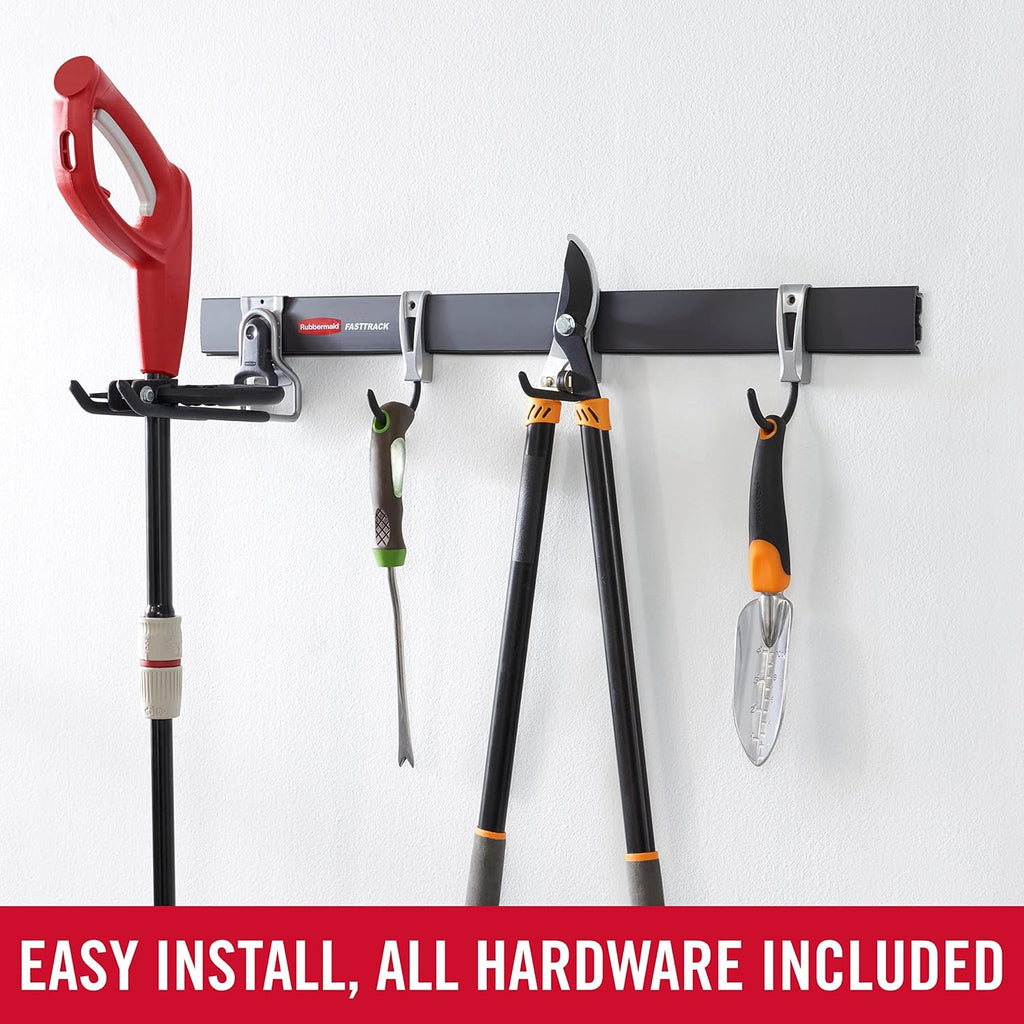 Rubbermaid Fasttrack Garage Organization System All-in-One Rail & Hook Kit, 5-Piece (1784417)