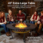 43" Large Fire Pit for Outside with 2 Adjustable Grills,Lid & Fire Poker