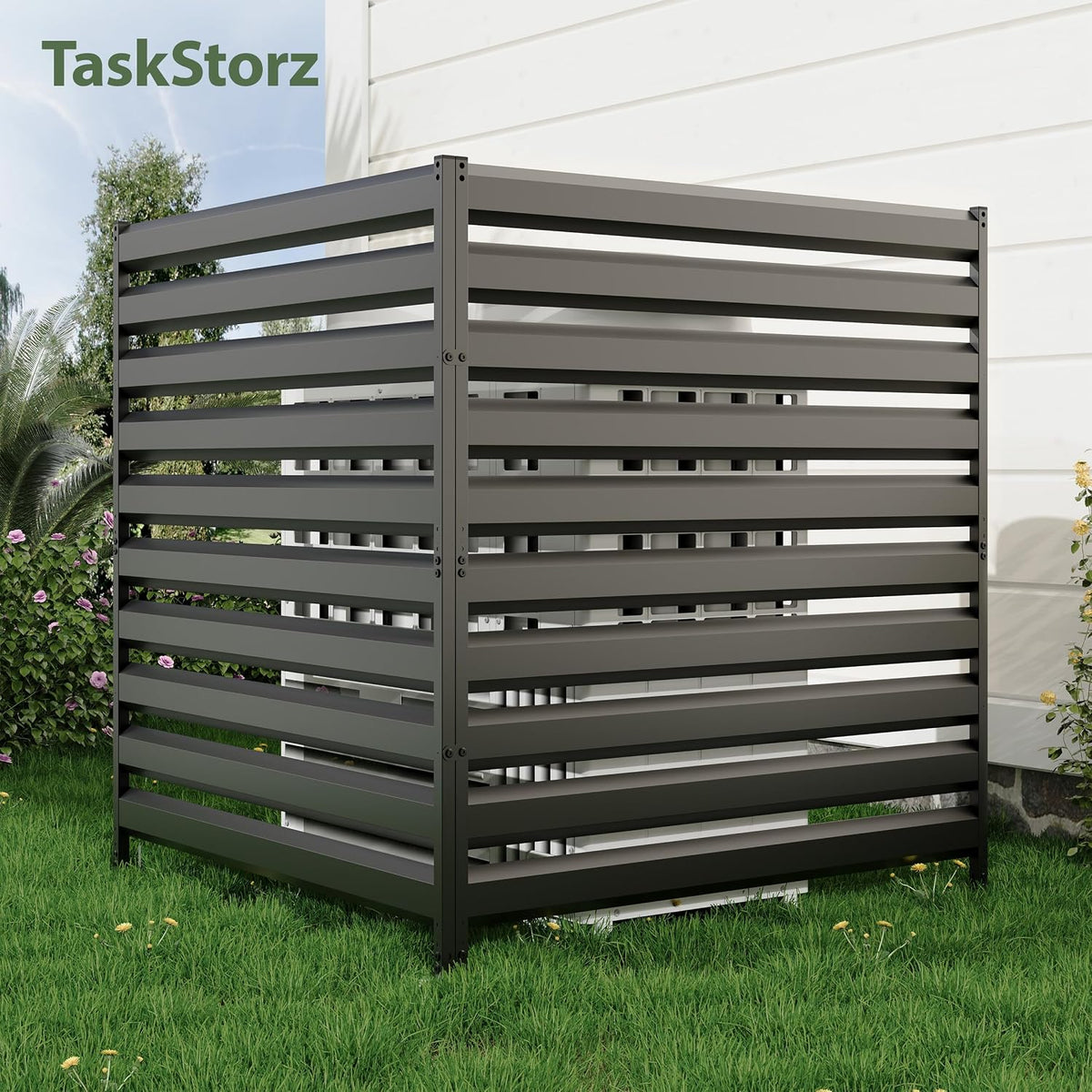 42" H x 38" W (2 Panels) Air Conditioner Fence, Outdoor Privacy Screens, Pool Equipment Enclosure, No Dig Garbage Can Fence for Outside Backyard