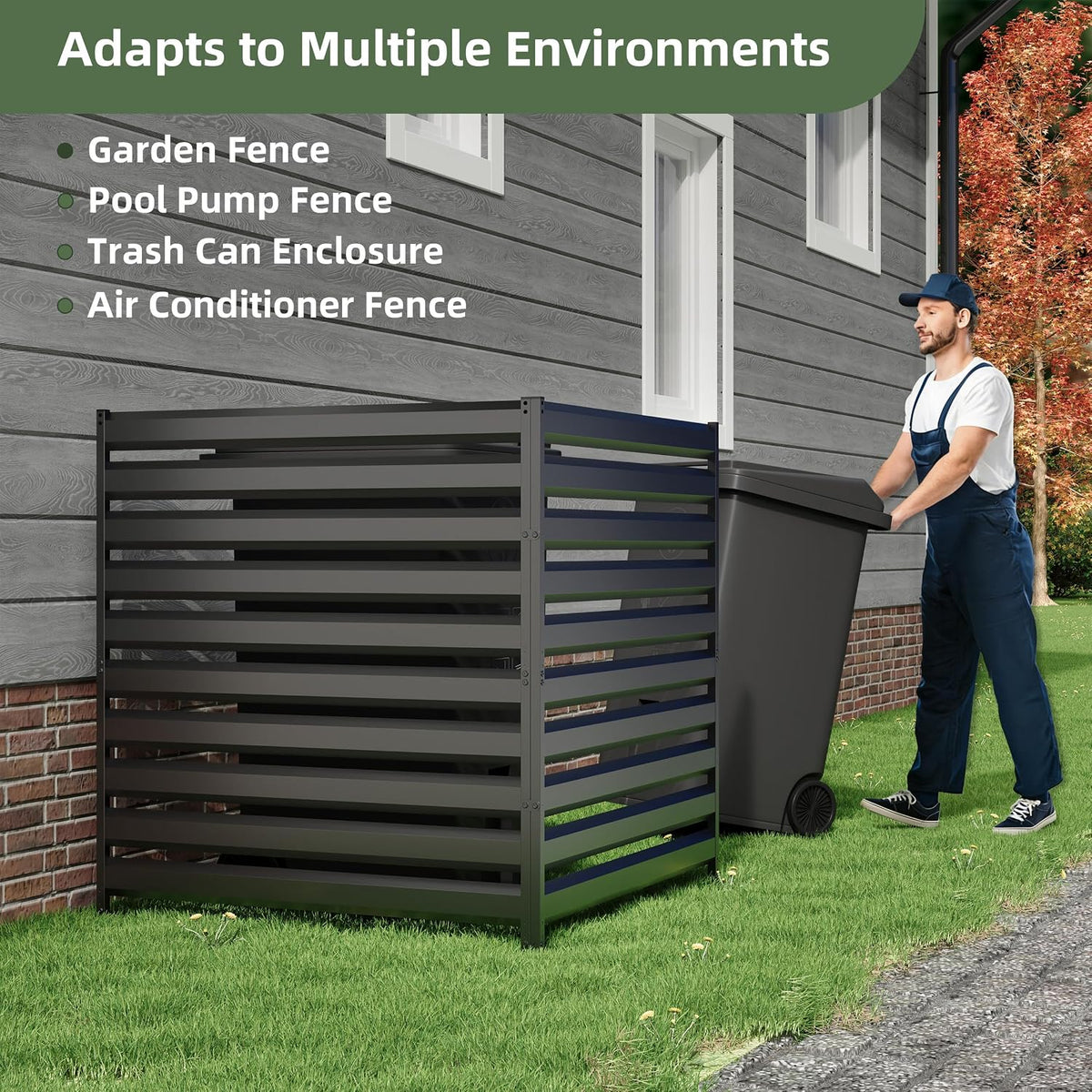 42" H x 38" W (2 Panels) Air Conditioner Fence, Outdoor Privacy Screens, Pool Equipment Enclosure, No Dig Garbage Can Fence for Outside Backyard
