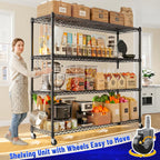 REIBII 4-Tier Heavy Duty Shelving with Wheels, 2480LBS Storage Shelf Rack