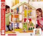 All Seasons Kids Wooden Dollhouse by Hape | Award Winning 3 Story Dolls House Toy with Furniture, Accessories, Movable Stairs and Reversible Season