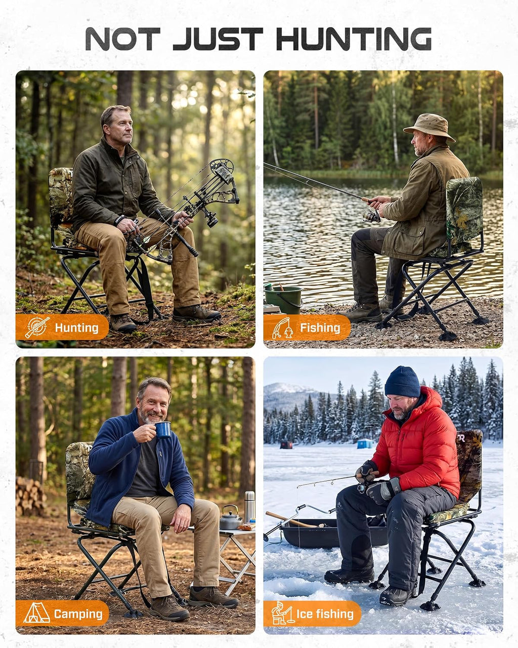 TR Swivel Hunting Chair – 350lbs Folding Ground Chair for Deer Hunting