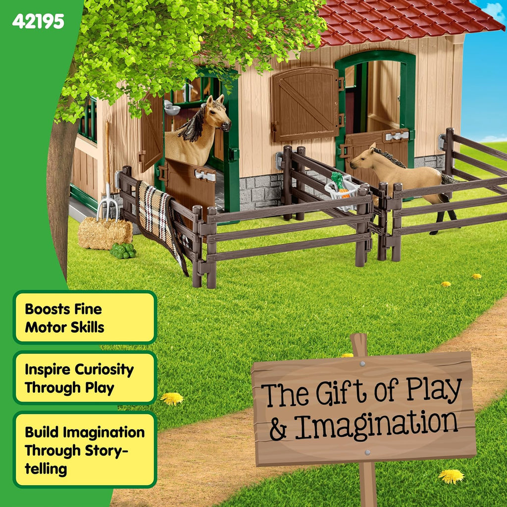 Schleich Farm World - Stable with Horses and Accessories - Kids 3+ | 42195
