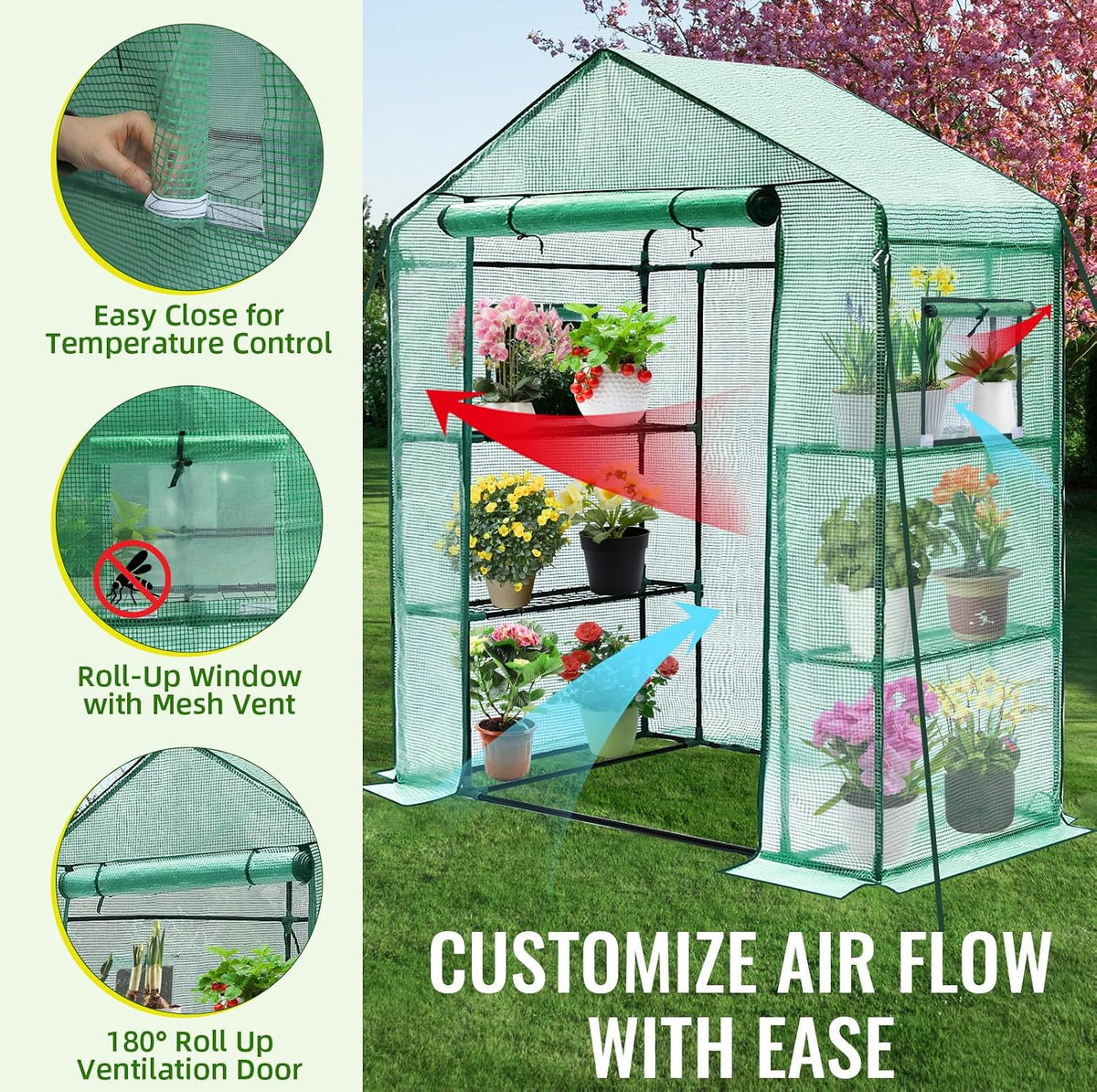 Greengro Greenhouse, 28 x 57 x 76'' Walk in Greenhouses for Outdoors Indoor