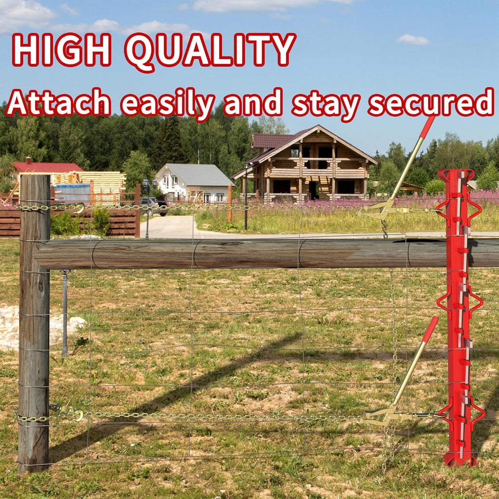 Fence Stretcher Tool Chain Link Fence Bar Puller, Heavy Duty Steel 19.7ft Chain Strainer Wire Tensioner, Barbed Wire Fence Tensioner and Repair Tool