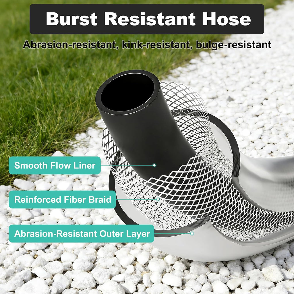 Retractable Garden Hose Reel, 65FT +6FT 5/8" Durable Wall Mounted Water Hose Reel with 180° Swivel Bracket, 9 Pattern Sprayer, 6Ft leader hose,Smooth