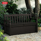 Keter Solana 70 Gal Outdoor Storage Bench for Patio and Pool Accessories