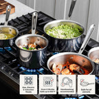 All-Clad D3® Stainless Steel 3 Qt Saucepan with Lid, Made in the USA