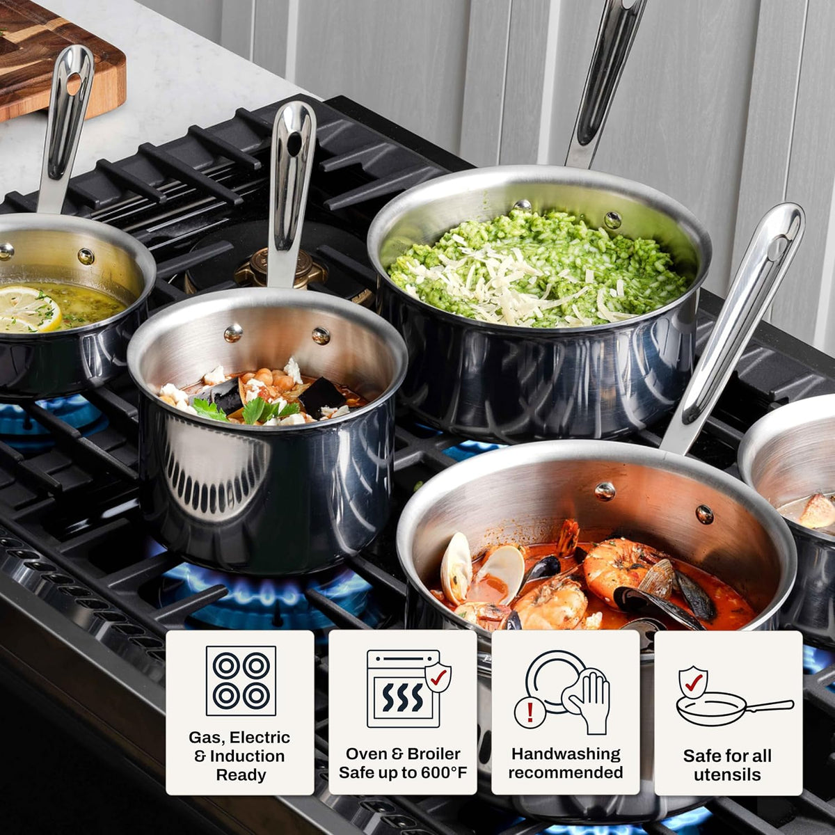 All-Clad D3® Stainless Steel 3 Qt Saucepan with Lid, Made in the USA