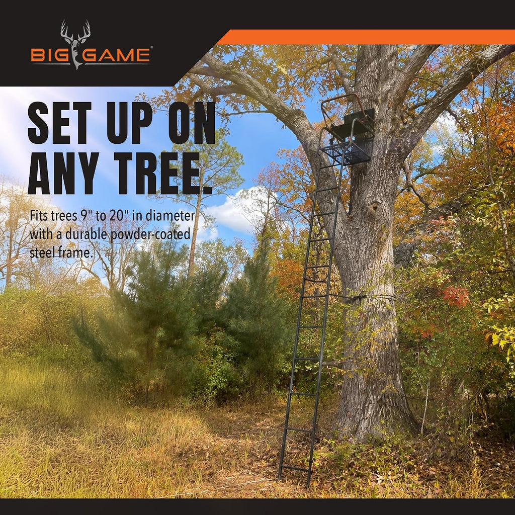 Hunter HD 1.5 Deer Hunting Ladder Climbing Tree Stand w/Extra Wide Seat