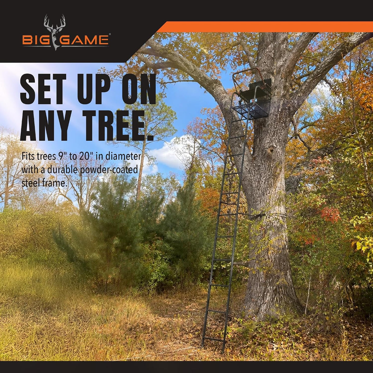 Hunter HD 1.5 Deer Hunting Ladder Climbing Tree Stand w/Extra Wide Seat