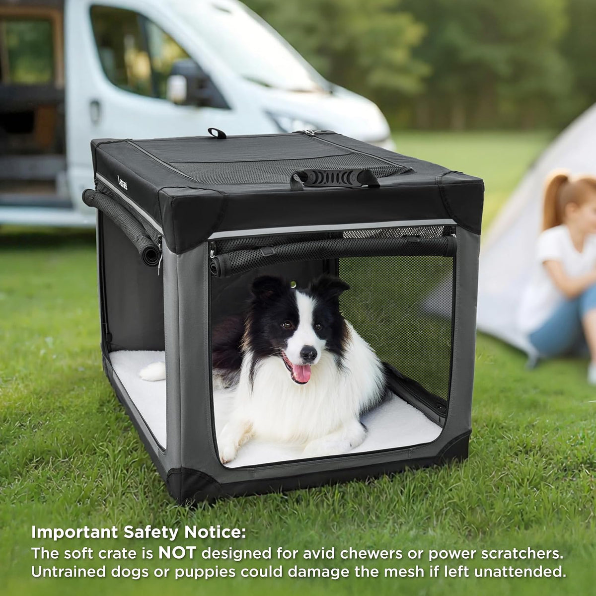 Lesure Shown on Today Show Soft Collapsible XL Dog Crate, 42in Black