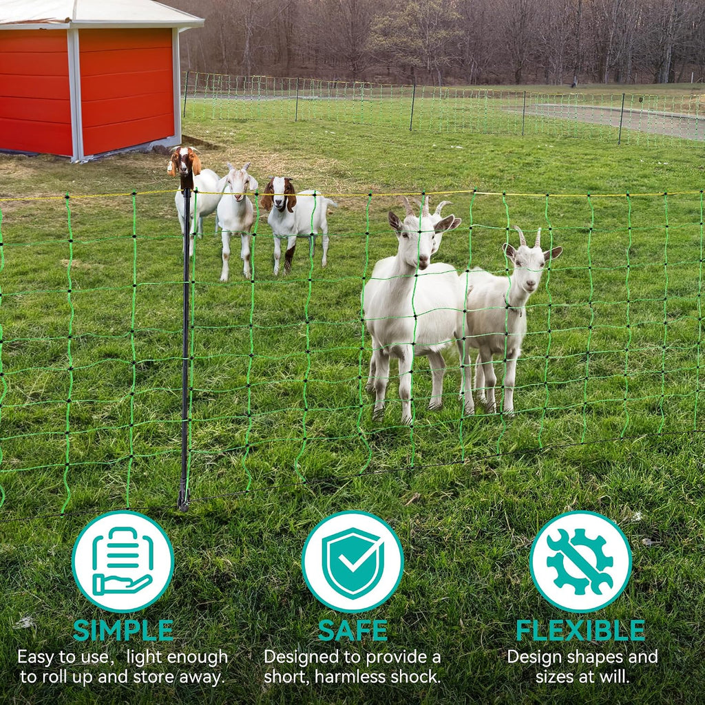 Electric Fence Netting - 47.2" H x 164' L, Portable Movable Livestock Nets Mesh for Lambs, Dogs, Deer, Larger Animals Electric Fencing for Backyards