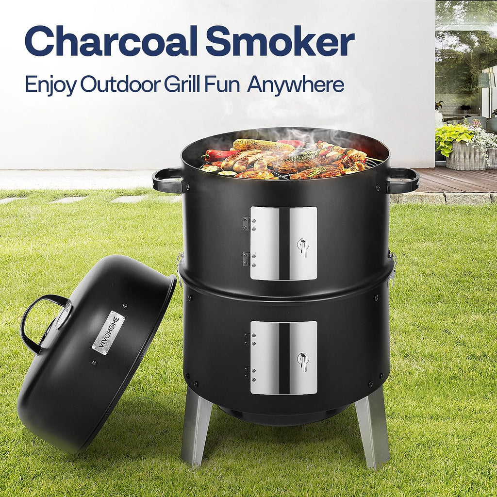 VIVOHOME 3-in-1 Vertical Charcoal Smoker