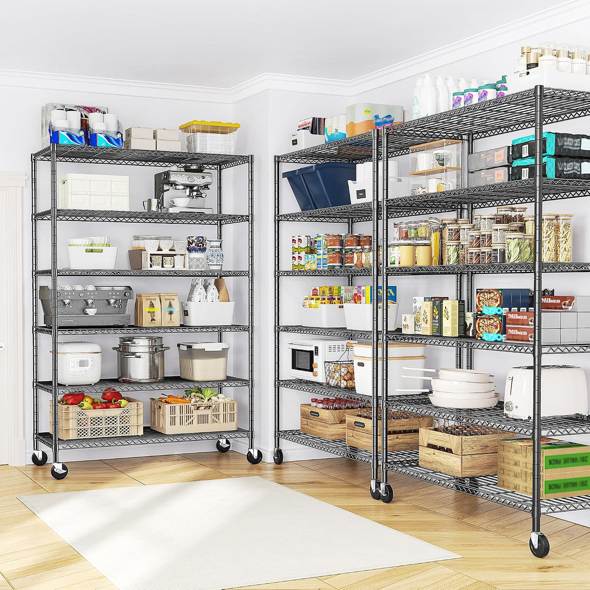 Heavy Duty 6-Tier Rolling Storage Shelves with Wheels for Garage