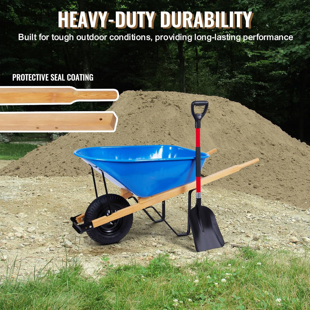 Wheelbarrow Handles Replacement Kit – 2 Heavy-Duty Wooden Handles – Universal Fit – Includes Bolts, Nuts, Wedges and Drill Bit – FSC-Certified Eco