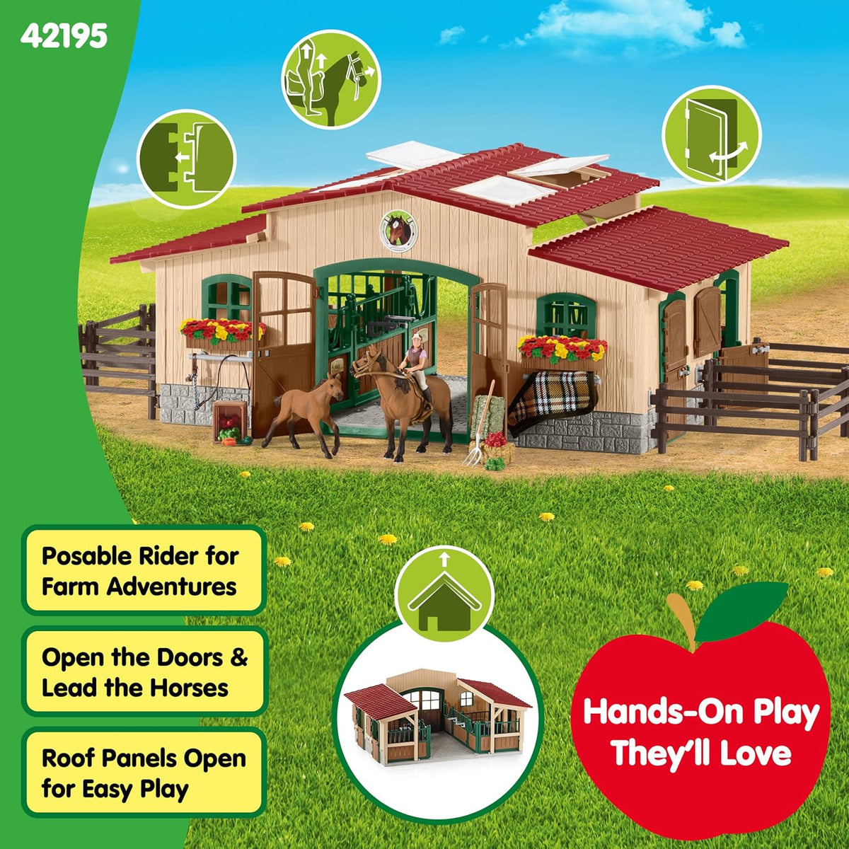 Schleich Farm World - Stable with Horses and Accessories - Kids 3+ | 42195