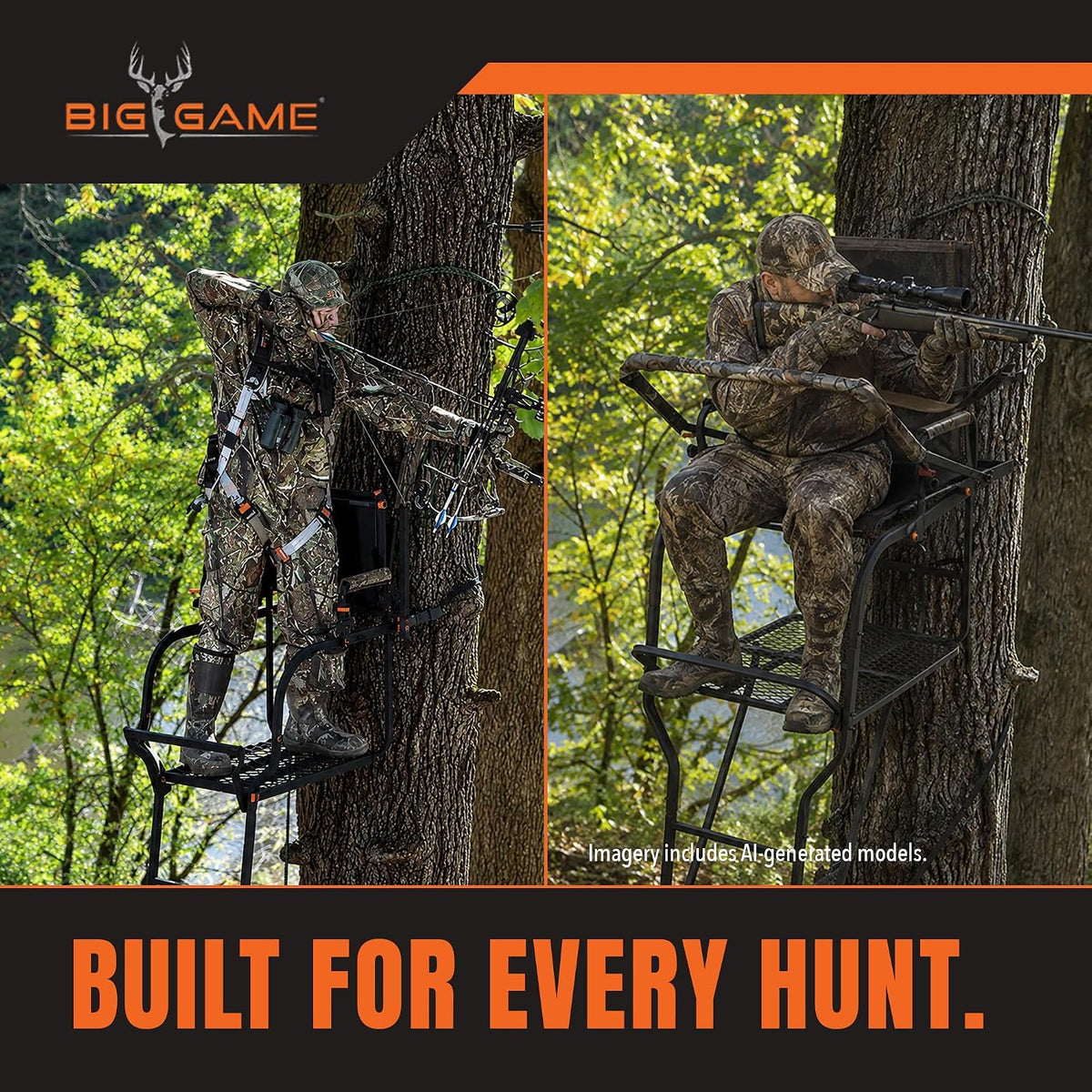 Hunter HD 1.5 Deer Hunting Ladder Climbing Tree Stand w/Extra Wide Seat