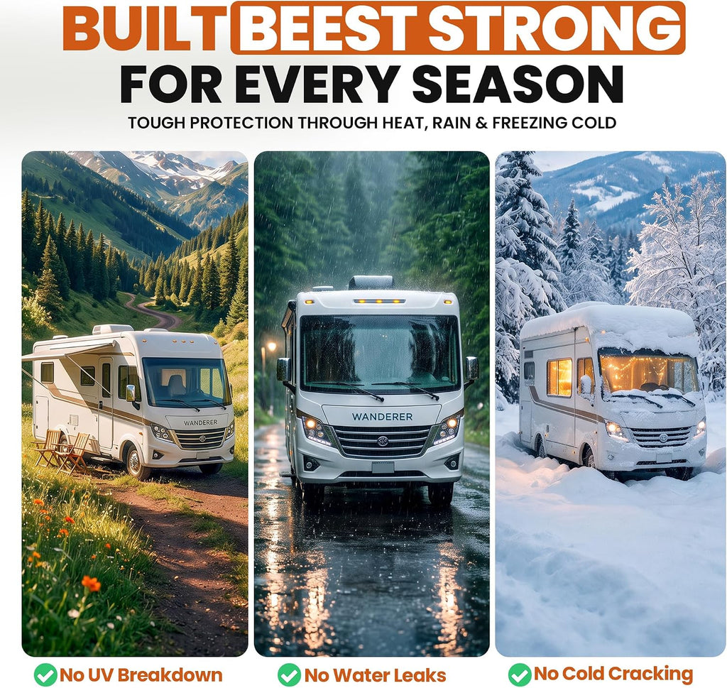BEEST RV Roof Coating White, 1 Gallon Covers up to 50 sq ft (2 Coats), Solar Reflective & Waterproof Sealant| Elastomeric Leak Repair Coating, Liquid
