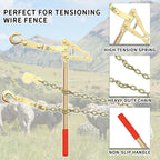 Fence Stretcher Tool Chain Link Fence Bar Puller, Heavy Duty Steel 19.7ft Chain Strainer Wire Tensioner, Barbed Wire Fence Tensioner and Repair Tool