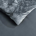 Fredsure Distressed Velvet Comforter Set, 5 Pieces Smoke Blue King, Distressed Velvet Face and Brushed Microfiber Reverse
