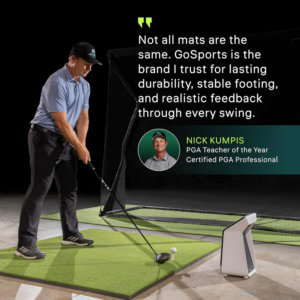 GoSports Elite Golf Hitting Mat for Indoor and Outdoor Practice - Withstands Thousands of Shots - Heavy-Duty Turf Driving Range Mats Works with Golf