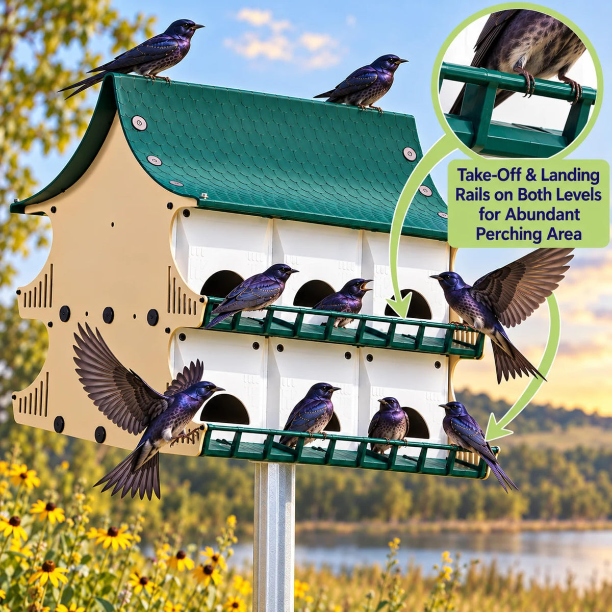 S&K Purple Martin House, 12-Room Birdhouse for Backyard Birding