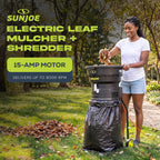 Sun Joe SDJ617E Bladeless Electric Leaf Mulcher + Shredder, 15 Amp, 8,000 RPM, Mulches Up to 55 Gallons of Leaves Per Minute
