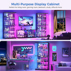 Lvifur 10-Tier Glass Display Cabinet with RGB Light and Motion Sensor,Black