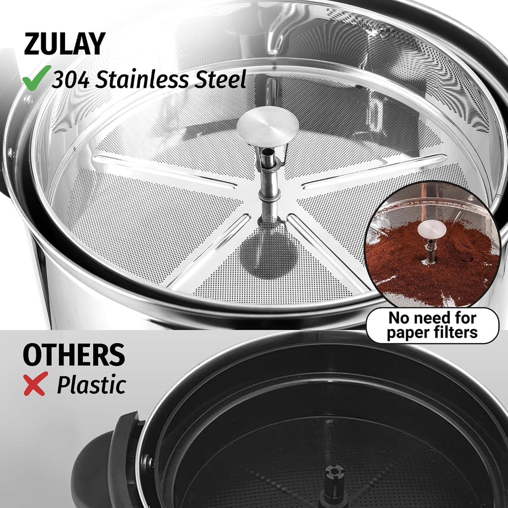 Zulay Commercial Coffee Maker, Coffee Urn 100 Cup, Large Coffee Percolator - 100 Cup Coffee Maker with Double-Wall Stainless Steel, Commercial Coffee