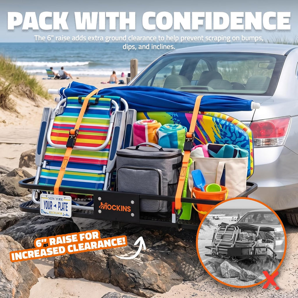 Mockins 6" Raised Heavy Duty Luggage Rack for SUV Car Truck with 500 Lb Cap