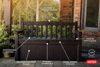 Keter Solana 70 Gal Outdoor Storage Bench for Patio and Pool Accessories