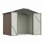 Homall 6 x 4 ft Outdoor Metal Storage Shed, Garden Tool Shed with Floor Frame & Lockable Double Doors for Backyard, Patio, Lawn, Brown