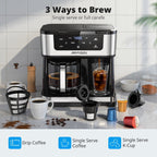 AIRMSEN 12-Cup Drip Coffee Maker with K Cup Combo, Programmable Coffee Machine with 1-4 Cup Setting, Single Serve or Coffee Pot, Auto Shut-off, Spill