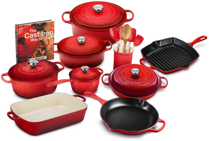 20-Piece Enameled Cast Iron Cookware Set With 10.25-Inch Skillet And 1.75-Quart Saucepan