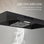SNDOAS 30 inch Under Cabinet Range Hood Kitchen Cooking Vent 230CFM with Led Light Convertible,Black