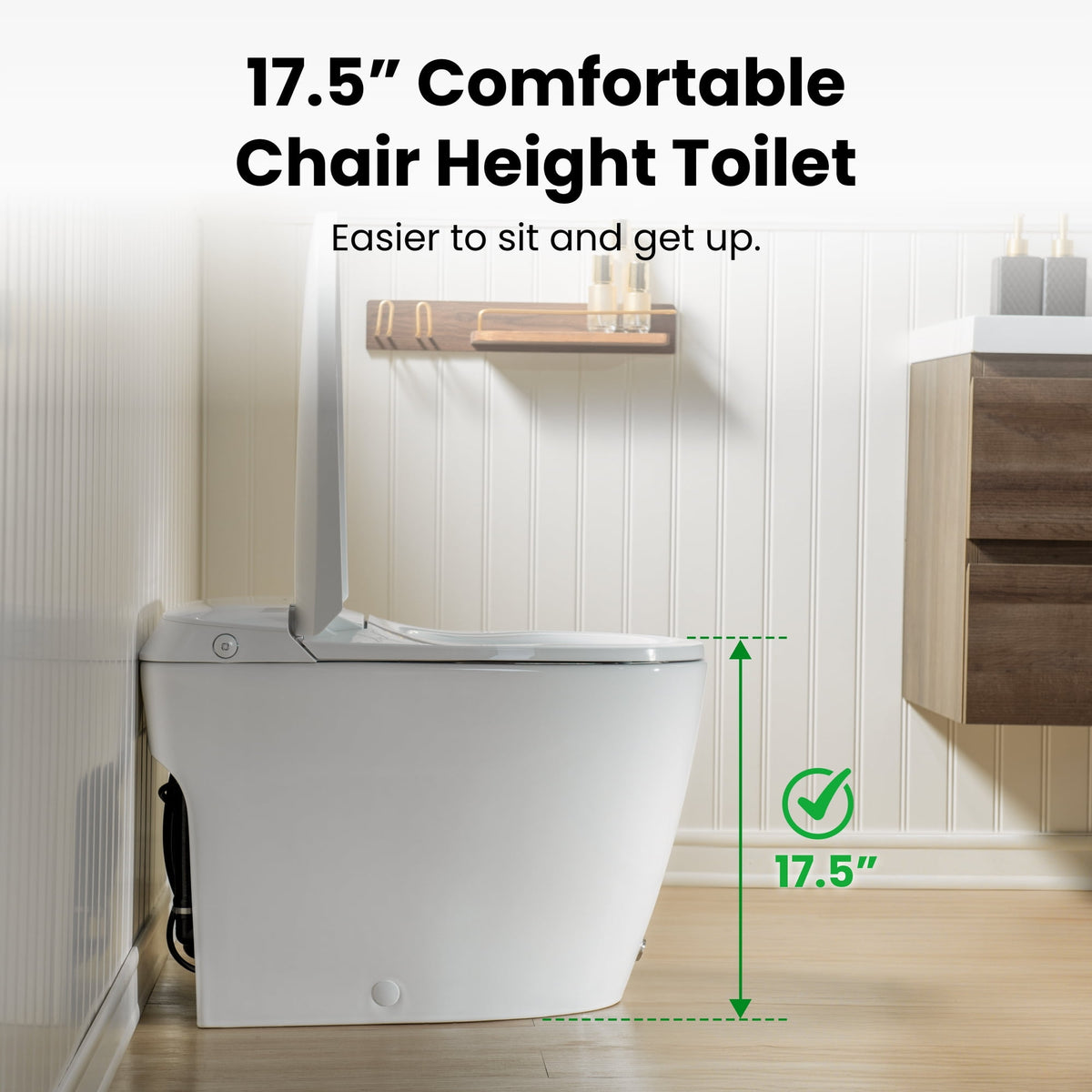 Modern One-Piece Toilet with Pressure-Assisted Flush, Hands-Free Foot Kick & Button Flush, 1.0 GPF WaterSense, 1000g MaP Flush, Soft Close Seat