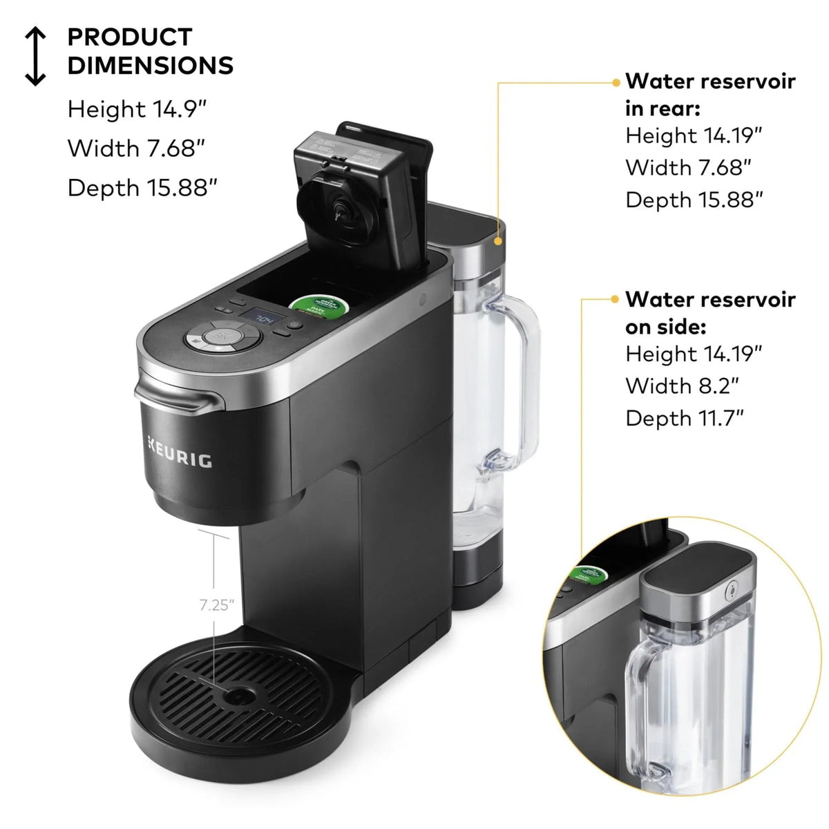 Keurig Single Serve & Carafe Coffee Maker, 60 oz Water Reservoir, 12-Cup Thermal Carafe - K-Duo Plus