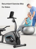 Recumbent Exercise Bike With Pulse Monitor And Tablet Holder - 8-Level Magnetic Resistance, 300 lbs Capacity