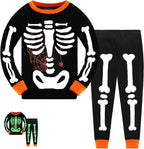 FEDPOP Toddler Halloween Pajamas Kids Skeleton Glow in the Dark Sleepwear Pjs Set 5T