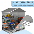 6' x 4' Outdoor Storage Shed with Base, ENYOPRO Galvanized Metal Garden Tool Shed with Lockable Double Doors, Sloped Roof & Vent for Backyard Patio
