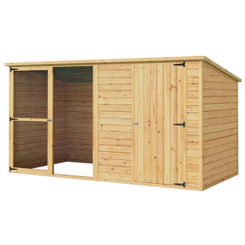 i.Pet Extra-Large Outdoor Wooden Log-Style Dog House With Insulated Bed, 2.28m - Brown