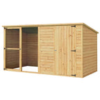 i.Pet Extra-Large Outdoor Wooden Log-Style Dog House With Insulated Bed, 2.28m - Brown