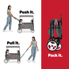 Radio Flyer Compass Kid & Cargo Stroll ‘N Wagon®, Gray Push and Pull Folding Fabric Wagon, for Kids 1 Year and up