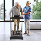 Senior-Friendly Walking Treadmill With Extended Handrails, 2.5 HP, 300 Lb Capacity, Black
