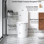 Alvantor One-Piece Toilet, 1.1/1.6 GPF Powerful Dual Flush Elongated Toilet, Soft Closing Seat White