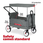 Radio Flyer Compass Kid & Cargo Stroll ‘N Wagon®, Gray Push and Pull Folding Fabric Wagon, for Kids 1 Year and up