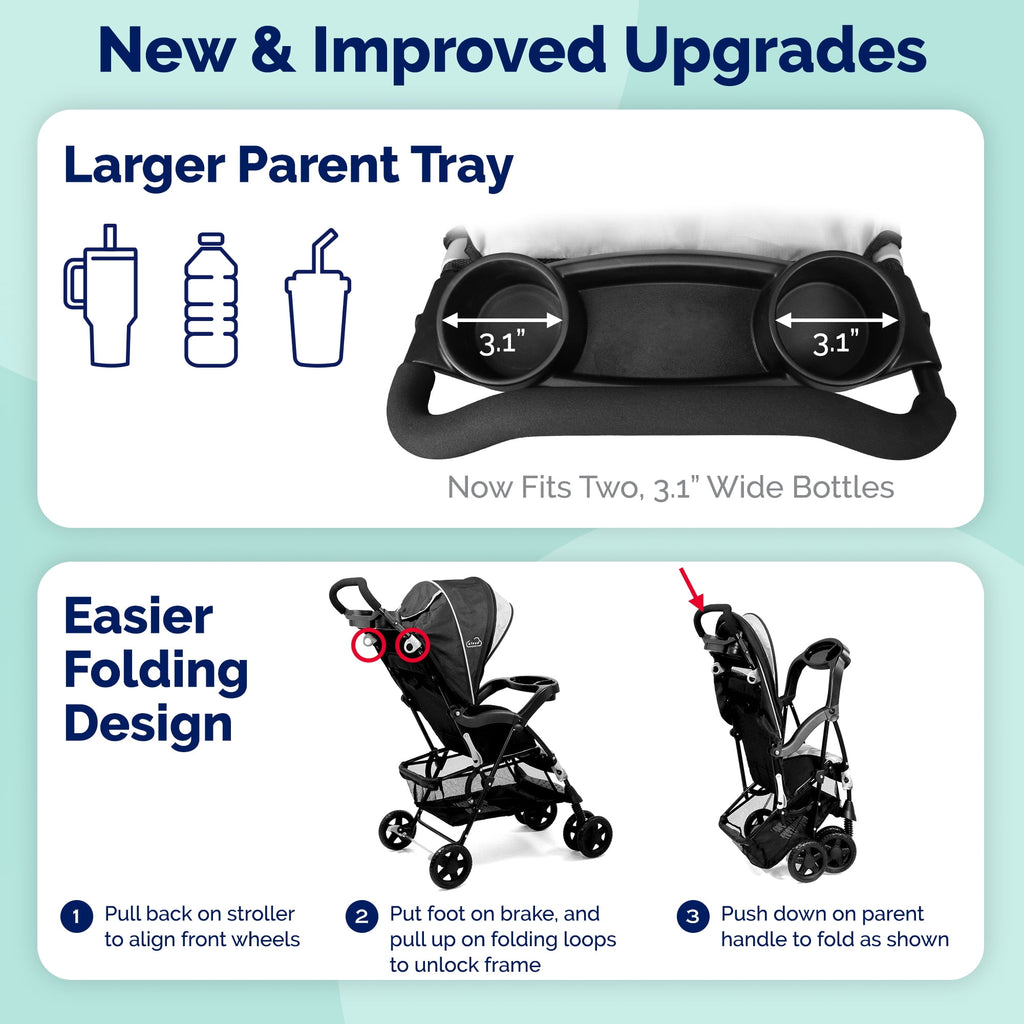 Kolcraft Cloud Sport Lightweight Stroller for Toddlers and Babies, Gray/Black